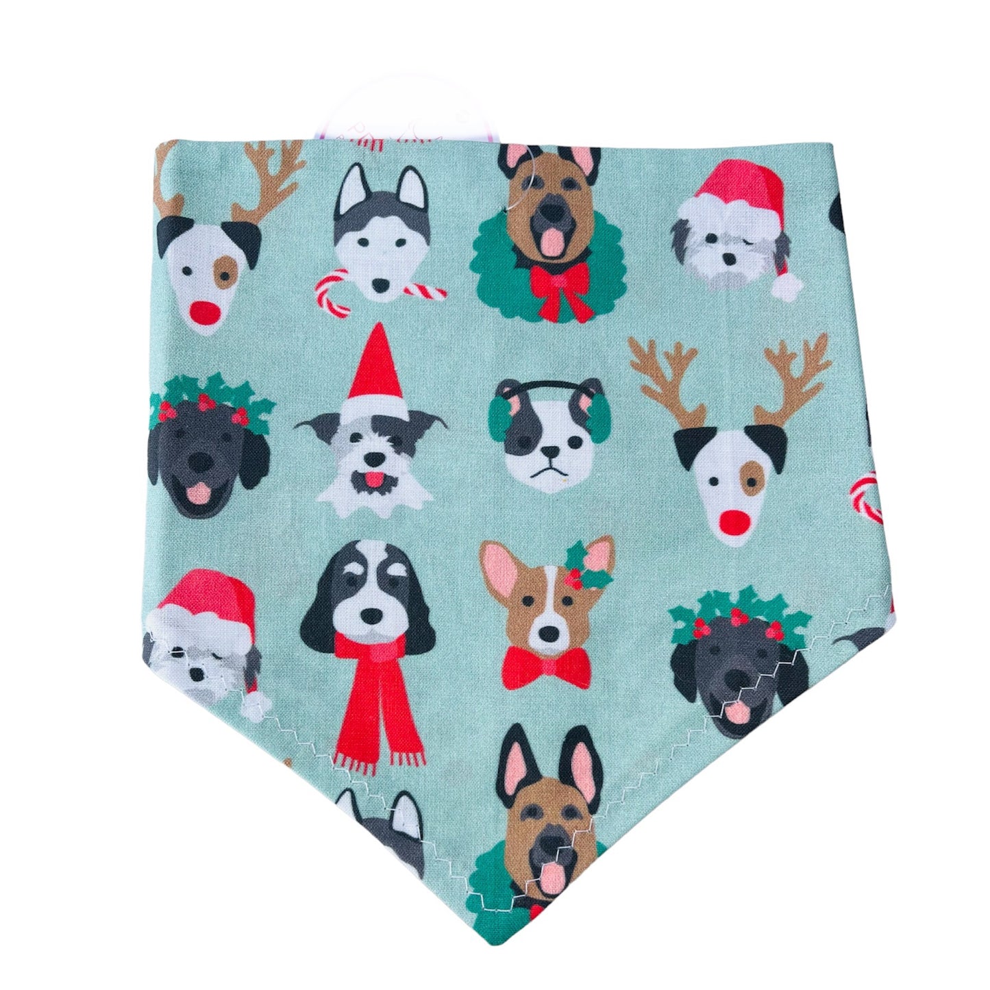 Light Green Xmas Dogs Bandana