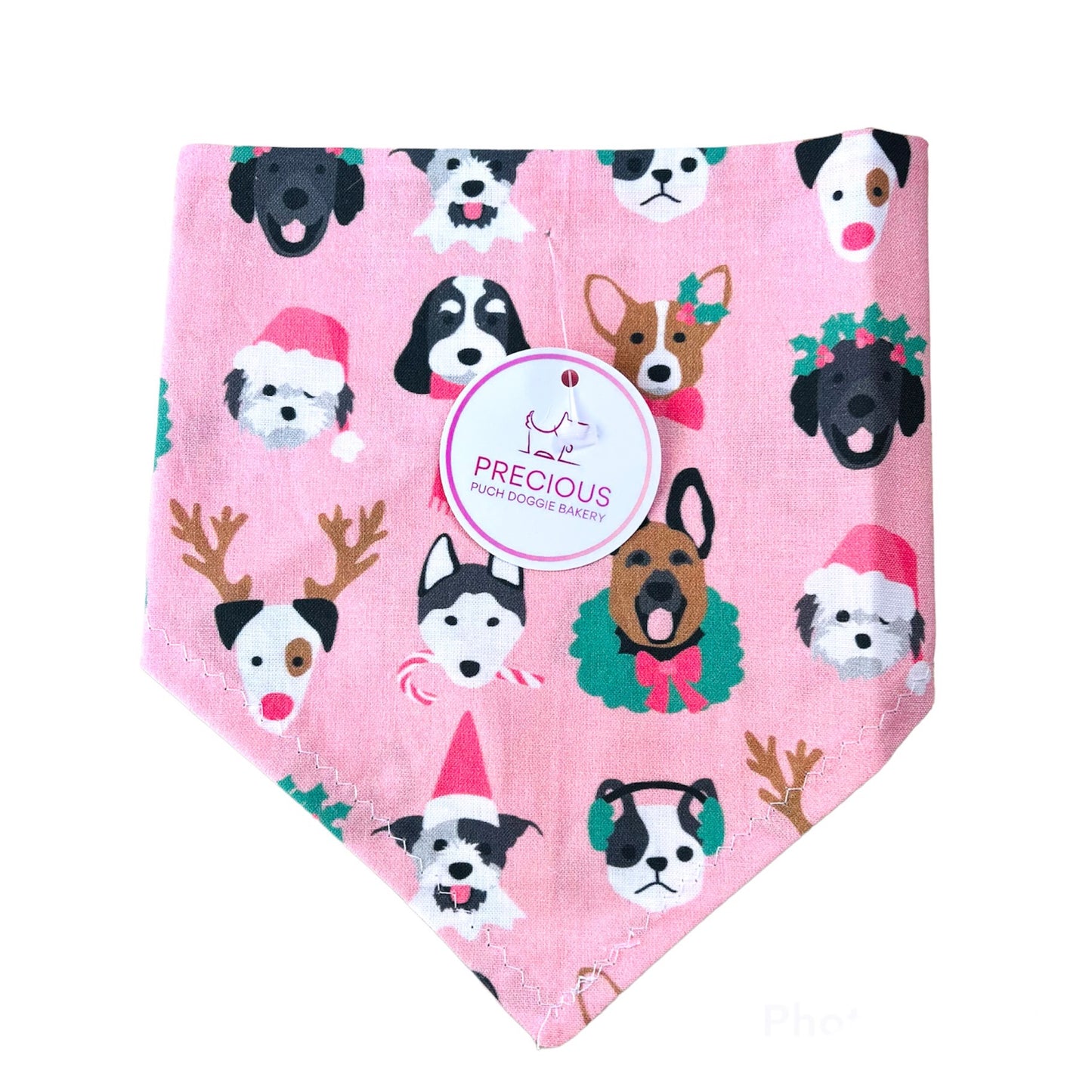 Pink Xmas Dogs Bandana