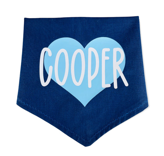 PERSONALIZED Dark Blue / Light Blue Heart Bandana