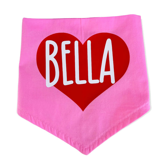 PERSONALIZED Pink / Red Heart Bandana